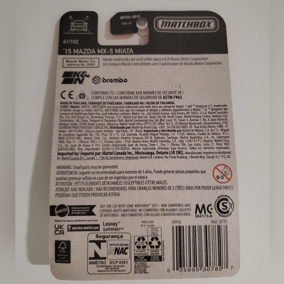 2015 Mazda Miata MX-5 Matchbox Car Diecast White - Picture 3 of 4